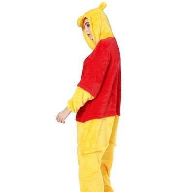 Herren Damen Winnie Pooh Onesie Hooded Pyjama Süßer Bär Winter Cosplay Schlafanzug