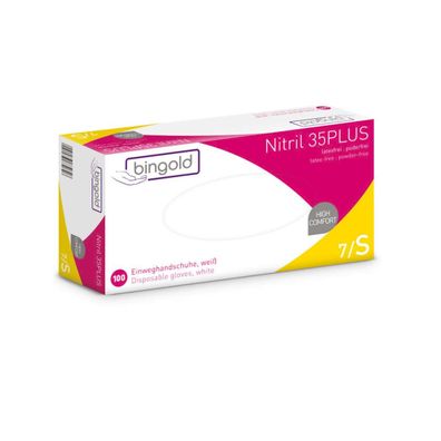 Bingold Einweghandschuh Nitril 35PLUS 634301 S ws 100St