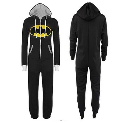 Unisex Batman One-Piece Hooded Pyjama Winter Superman Cosplay Kostüm Schlafanzug