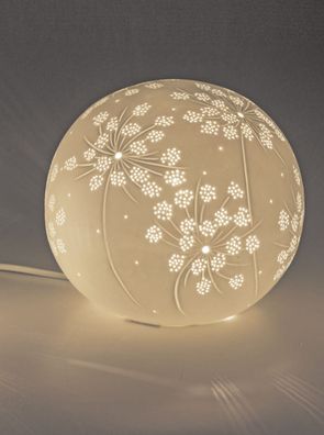 Bollweg Lampe Kugel Allium weiss aus Porzellan mit Durchbruch Kugellampe 16cm