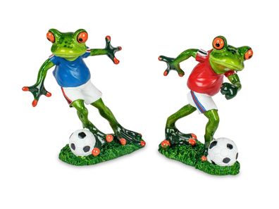 1 Set bestehend aus 2 Stück Frösche Dekofigur Frosch Fan Fußball - Geschenke für Fuss