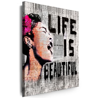 Wand Bilder Banksy Life is Beautiful Abstrakt Kunstdruck Leinwand Bilder