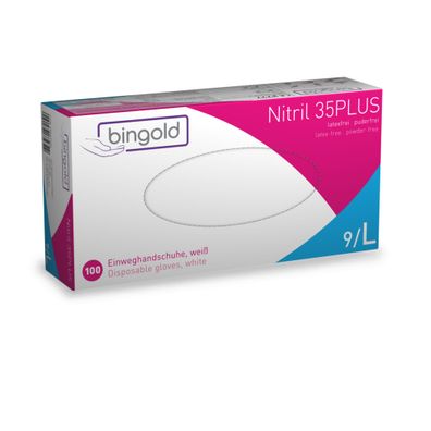 Bingold Einweghandschuh Nitril 35PLUS 634303 L ws 100St