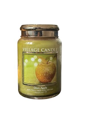 Village Candle Glam Apfel Duftkerze Glas 602g – Brenndauer 105 Std – Duftkerze