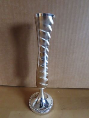 Vase schlank silberfarben Metall schimmert Kugeln auf Standfuß ca. 21 cm H