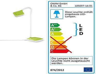 LED - Schreibtischleuchte OWIM 105037-14-01 grün 4,5W. NEU in der Original-Verpackung