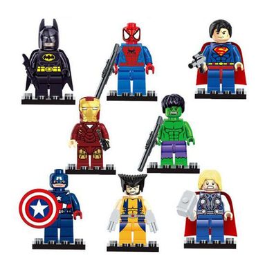 8pcs Marvel Superhelden Bausteine Mini Action Figuren Spielzeug Hand Puppets