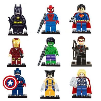 9pcs Marvel Superhelden Bausteine Mini Action Figuren Spielzeug Hand Puppets