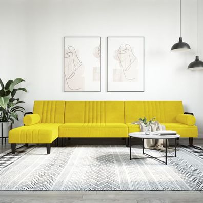 vidaXL Schlafsofa in L-Form Gelb 260x140x70 cm Samt