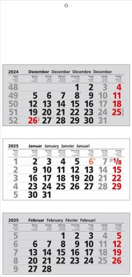 2025 ADINA Dreimonatskalender 70x33cm mit Tagesanzeiger in Blockform