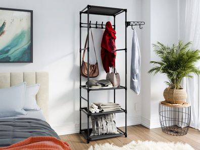 Regal Danepo Standregal mit 4 Einlegeböde und 6 Kleiderhaken Kleiderschrank M24