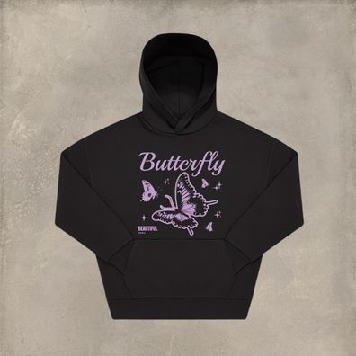 Oversize Hoodie Funshirt bedruckt mit dem Motiv Butterfly