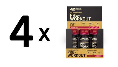 4 x Optimum Nutrition Gold Standard Pre-Workout Shot (12x60ml) Cola