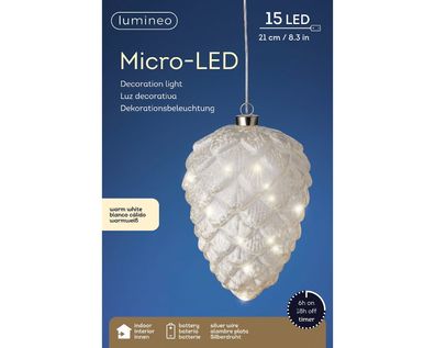 MicroLED Tannenzapfen d15h21 cm frost Weihnachtsbeleuchtung Lumineo