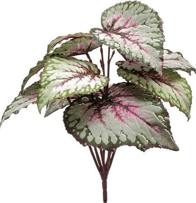 Begonie Blätter Busch 25 cm grau/rosa Kunstblume Seide Kunstblume Emerald