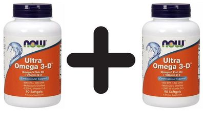 2 x NOW Foods Ultra Omega 3-D with Vitamin D-3 - 90 softgels