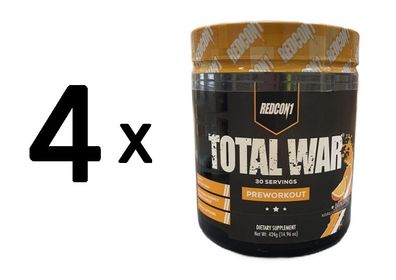 4 x Redcon1 Total War - Preworkout, Orange Crush - 424g
