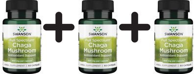 3 x Full Spectrum Chaga Mushroom, 400mg - 60 caps