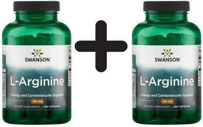 2 x Swanson L-Arginine, 500mg - 200 caps