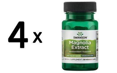 4 x Swanson Magnolia Extract, 200mg - 30 vcaps