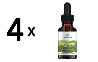 4 x Swanson Milk Thistle Liquid Extract, Alcohol- & Sugar-Free - 29 ml