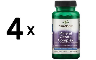 4 x Multi-Mineral Citrate Complex - 60 caps