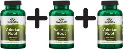 3 x Swanson Valerian Root, 475mg - 100 caps