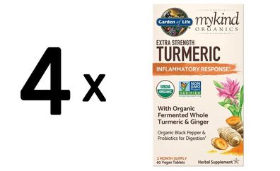 4 x Extra Strength Turmeric - mykind Organics - 60 vegan tabs