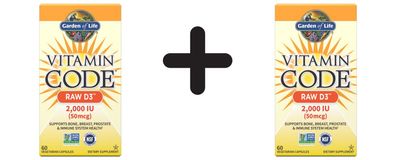2 x Garden of Life Vitamin Code Raw D3, 2000 IU - 60 vcaps