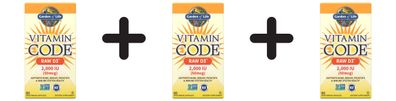 3 x Garden of Life Vitamin Code Raw D3, 2000 IU - 60 vcaps