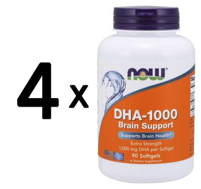 4 x NOW Foods DHA-1000 Brain Support - 90 softgels