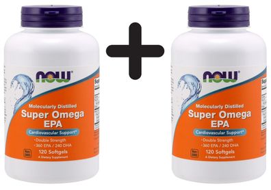 2 x NOW Foods Super Omega EPA Molecularly Distilled - 120 softgels