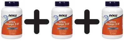 3 x NOW Foods Ultra Omega 3-D with Vitamin D-3 - 90 softgels
