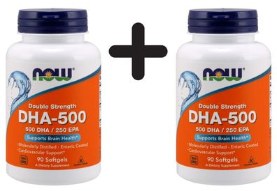 2 x NOW Foods DHA-500, Double Strength 500 DHA / 250 EPA - 90 softgels