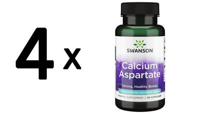 4 x Swanson Calcium Aspartate, 200mg Elemental - 60 caps