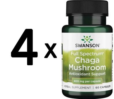 4 x Full Spectrum Chaga Mushroom, 400mg - 60 caps