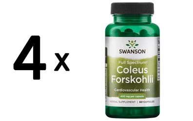 4 x Swanson Full Spectrum Coleus Forskohlii, 400mg - 60 caps
