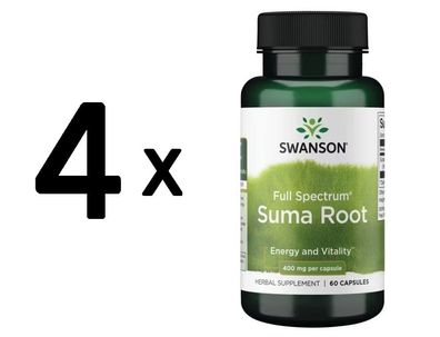 4 x Full Spectrum Suma Root, 400mg - 60 caps