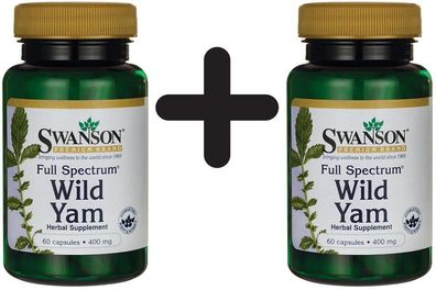 2 x Full Spectrum Wild Yam, 400mg - 60 caps