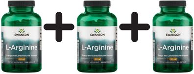 3 x Swanson L-Arginine, 500mg - 200 caps