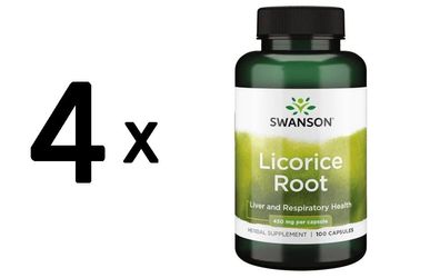 4 x Swanson Licorice Root, 450mg - 100 caps