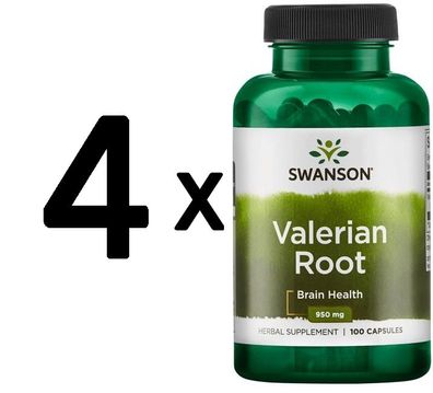 4 x Swanson Valerian Root, 475mg - 100 caps