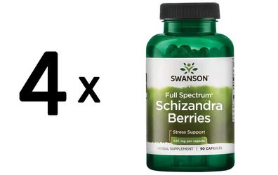 4 x Swanson Full Spectrum Schizandra Berries, 525mg - 90 caps
