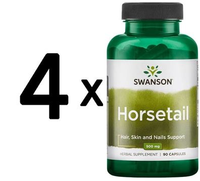 4 x Swanson Horsetail, 500mg - 90 caps