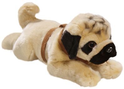Carl Dick Mops - Bulldogge liegend mit Geschirr ca. 35cm 2954 Kuscheltier, Plüschtier