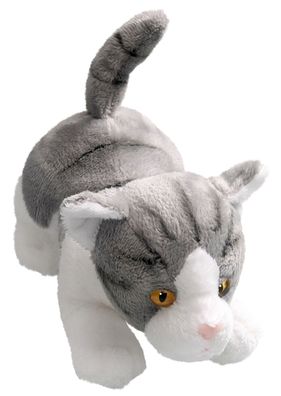Carl Dick Katze grau schleichend, ca. 18cm 3223002 Kuscheltier, Plüschtier, Stofftier