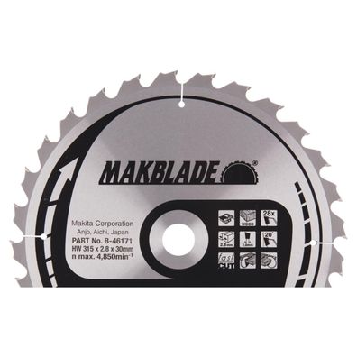 Makita HM-Kreissägeblatt, Makblade, TCT TCT • 315 x 30 mm • 28 Zähne • Holz