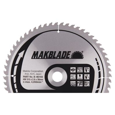 Makita Kreissägeblatt, Makblade, TCT TCT • 315 x 30 mm • 60 Zähne • Holz