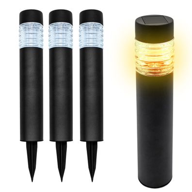 Solar Gehweg Leuchte 42cm - 4er Set / anthrazit - Garten Wege Lampe warm weiß