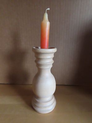 Kerzenständer aus Holz hell Buche gedrechselt für Tafelkerzen ca. 19 cm H